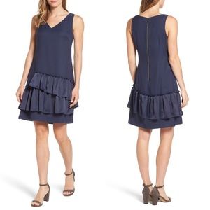 NWT Eliza J Pleated Hem Navy Dress